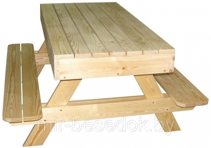 Стол и скамейки деревянные садовые для дачи 0002