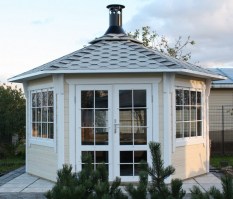 Застекленная деревянная беседка (гриль домик,барбекю). 0195