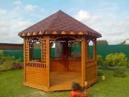 Деревянная шестигранная беседка 0246