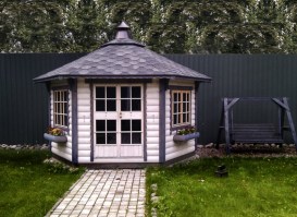 Беседка деревянная застекленная закрытого типа 0770