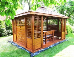 Беседка садовая из дерева прямоугольной формы 0467