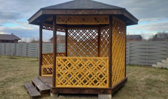 Беседка шестигранная с мягкой кровлей 1072