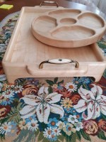 Поднос в комплекте с менажницей из массива сосны 0032