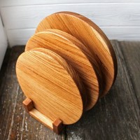 Набор разделочных досок из дуба 3шт + подставка 0035