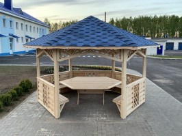 Деревянная беседка шестигранная 0709