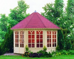Застекленная деревянная беседка (гриль домик,барбекю) 0387