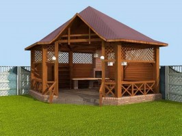 Деревянная садовая беседка 1058