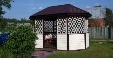 Деревянная садовая беседка овальная 0514