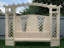 Пергола с цветочницами и скамейкой 0062