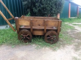 Телега декоративная из дерева под заказ 0011