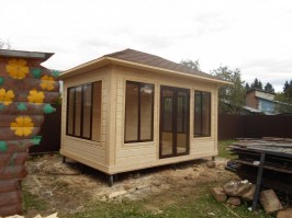 Деревянная садовая беседка застекленная 0342