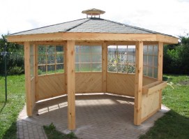 Беседка восьмигранная застекленная 0601