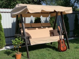Качели садовые ЭКО 0106 (раскладные, с тентом и матрасом серии ПРЕМИУМ + подголовники)