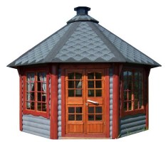Застекленная деревянная беседка (гриль домик,барбекю) 0422