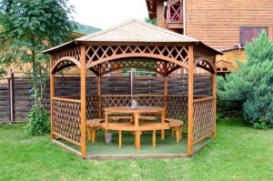 Деревянная беседка шестигранная 0349