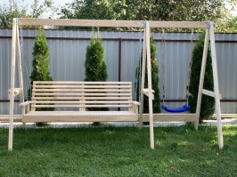 Качели садовые из массива сосны 0111
