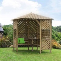 Деревянная беседка угловая 0282
