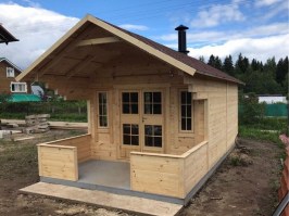 Деревянная садовая беседка с хозблоком 1147