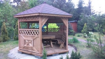 Деревянная беседка шестигранная 1046
