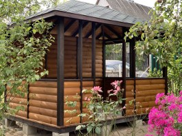 Деревянная садовая беседка 0839