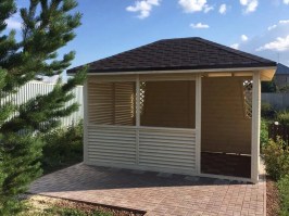 Деревянная беседка прямоугольной формы 0732