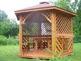 Деревянная беседка шестигранная 0353