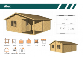 Садовый домик Alex 44 6х6 v.1 (0001)