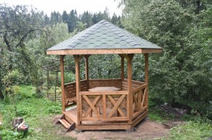 Деревянная беседка шестигранная 0160