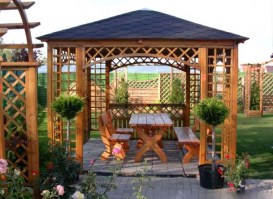 Садовый деревянный навес (беседка) 0213