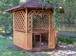 Беседка садовая деревянная шестигранная 0762