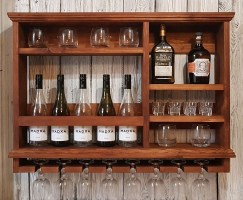 Деревянная барная полка для вина 0044
