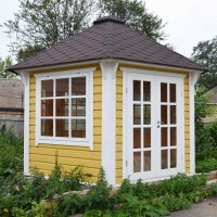 Застекленная деревянная беседка 0491