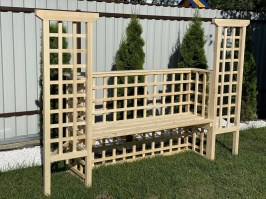 Скамейка садовая деревянная с решеткой для растений 0080