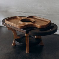 Винный столик + менажница-поднос (дуб) 0072