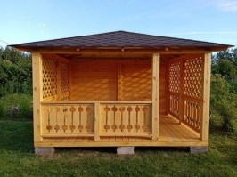 Беседка прямоугольная открытая из бруса 0755