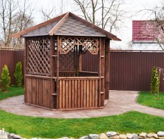 Деревянная шестигранная беседка 0218