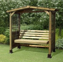 Качели садовые с перголой из дерева 0027
