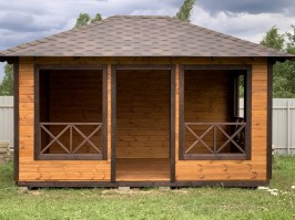 Беседка садовая из дерева прямоугольная 0708