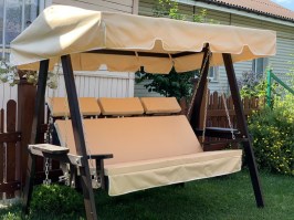 Качели садовые ЭКО 0096 (раскладные, с тентом и матрасом серии ПРЕМИУМ + подголовники)