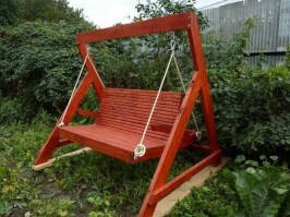 Качели садовые из массива сосны 0023