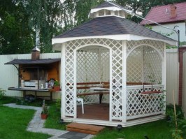 Беседка шестигранная с мягкой кровлей 0305