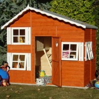 Игровой домик для детей из дерева (2 этажа) 0042