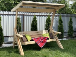 Качели садовые деревянные (с раскладной спинкой) 0075