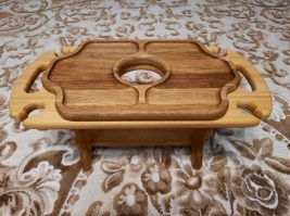 Винный столик + менажница (дуб) 0066