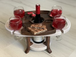 Винный столик + менажница-поднос (дуб) 0100