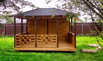 Беседка садовая из дерева прямоугольная 0898