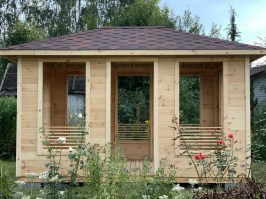 Беседка садовая из дерева прямоугольная 0782