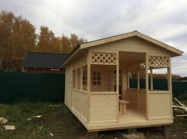 Деревянная садовая беседка с хозблоком 0899