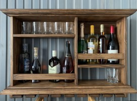 Деревянная барная полка для вина 0055