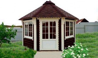 Беседка застекленная закрытого типа садовая из дерева для дачи 0408